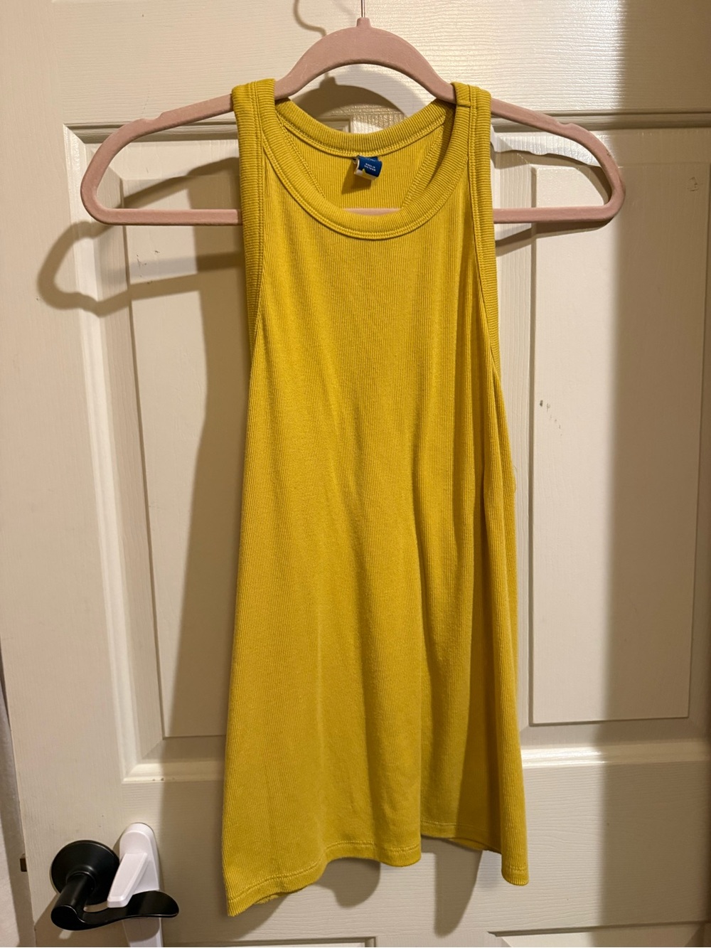 Women’s Yellow Ribbed High-Neck Tank Top